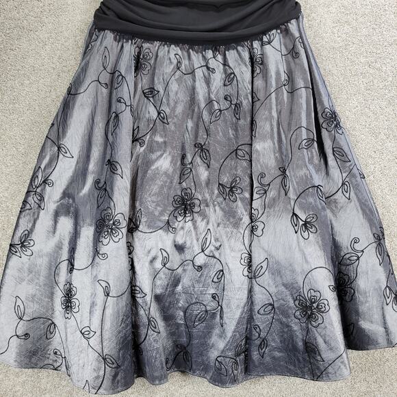 VTG SL Fashions Taffeta Party Dress Womens 16W Silver Black Evening Cocktail New - Picture 7 of 16